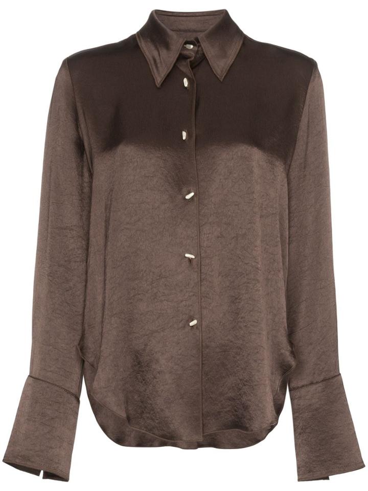 Nanushka Mandine Collared Shirt - Brown