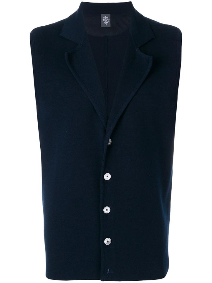 Eleventy Sleeveless Button-down Cardigan - Blue