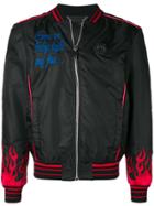 Philipp Plein Hotfix Flames Bomber Jacket - Black