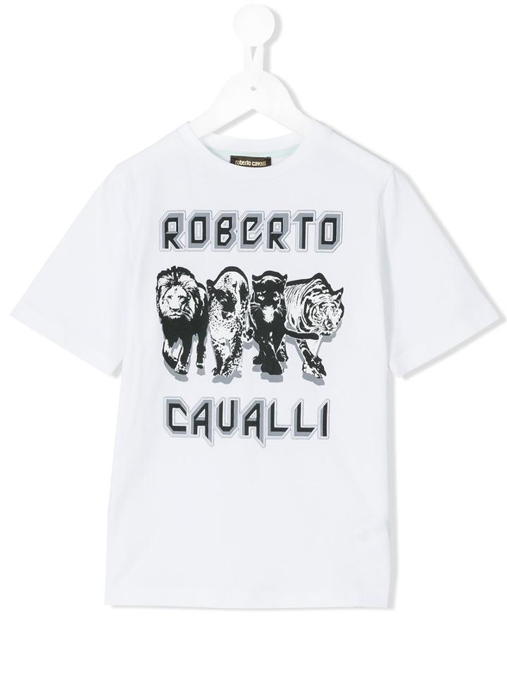 Roberto Cavalli Kids - Wildcat Print T-shirt - Kids - Cotton/elastodiene - 4 Yrs, White