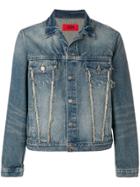 424 Fairfax Frayed Detail Denim Jacket - Blue