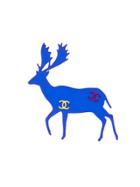 Chanel Vintage Deer Brooch Pin Corsage - Blue