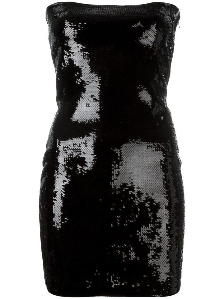 Saint Laurent Sequined Strapless Tube Dress, Women's, Size: 40, Black, Viscose/polyester/polyamide/spandex/elastane