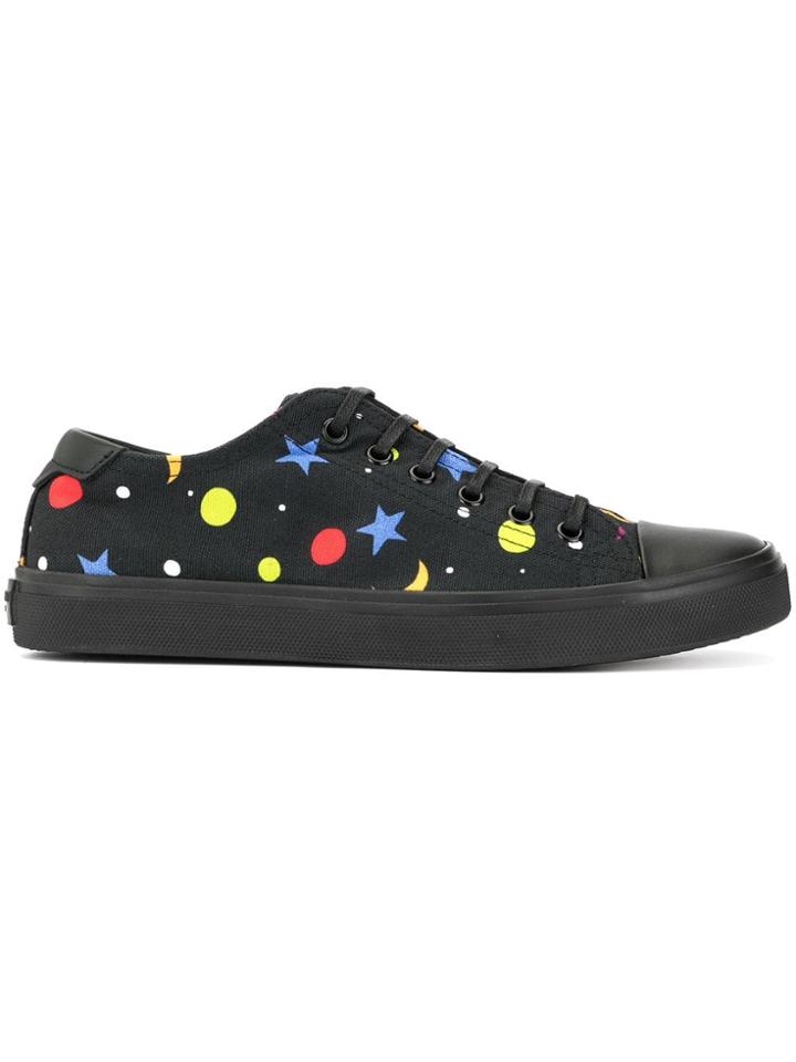 Saint Laurent Star And Moon Print Sneakers - Black