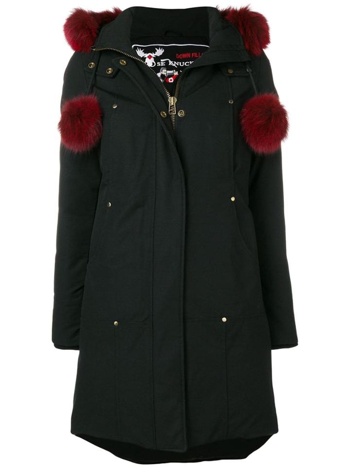 Moose Knuckles Padded Fur Pompoms Parka - Black