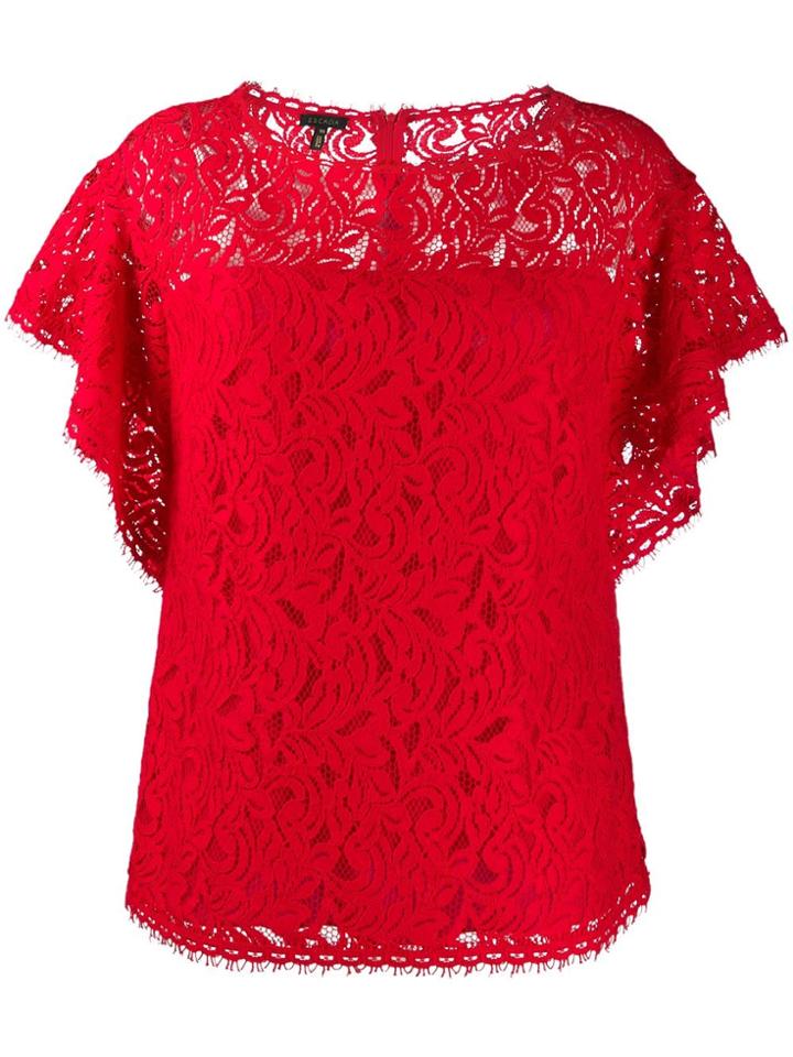 Escada Lace Ruffle-sleeve Blouse - Red