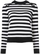 Michael Kors - Striped Top - Women - Cotton/cashmere - L, Black, Cotton/cashmere
