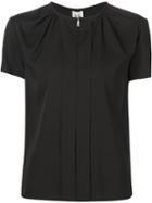 Carolina Herrera Front Pleat Shortsleeve Top