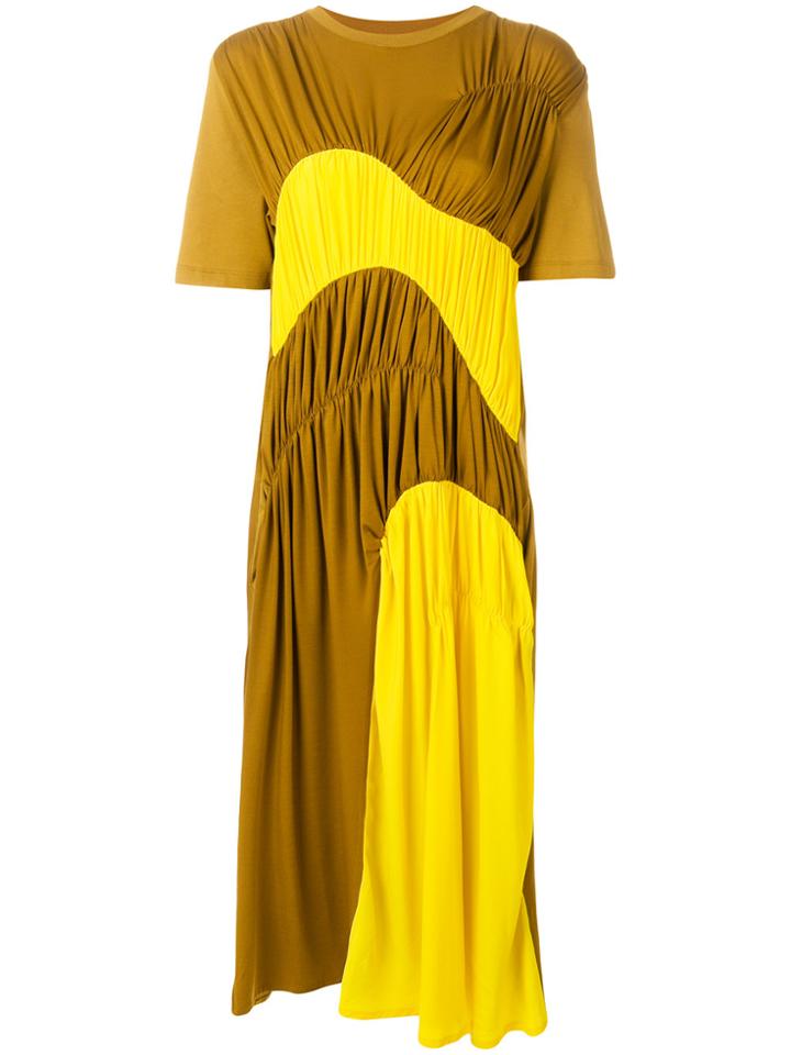 Carven Gathered Colourblock Midi Dress - Brown