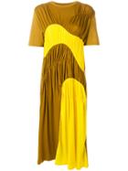 Carven Gathered Colourblock Midi Dress - Brown