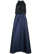 Sachin & Babi Sequinned Panel Gown - Blue