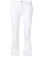 J Brand Cropped Lace Hem Skinny Jeans - White