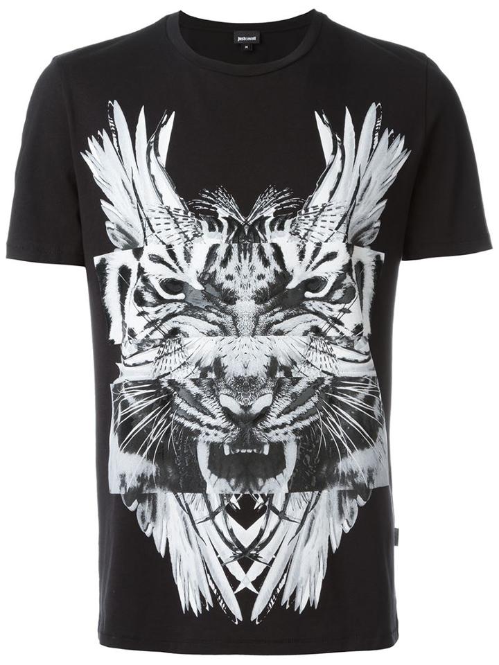 Just Cavalli Printed T-shirt, Men's, Size: S, Black, Cotton