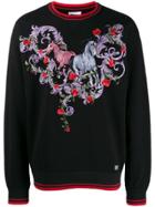 Versace Collection Embroidered Horse Motif Sweatshirt - Black