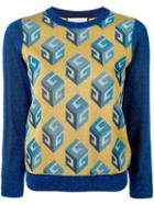 Gucci - Gg Wallpaper Pattern Jumper - Women - Polyamide/viscose/metallic Fibre - S, Blue, Polyamide/viscose/metallic Fibre