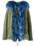 Mr & Mrs Italy Short Green Blue Fur Lined Parka