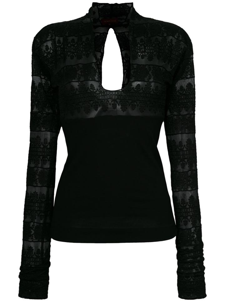 Romeo Gigli Vintage Open Back Longsleeved Blouse - Black