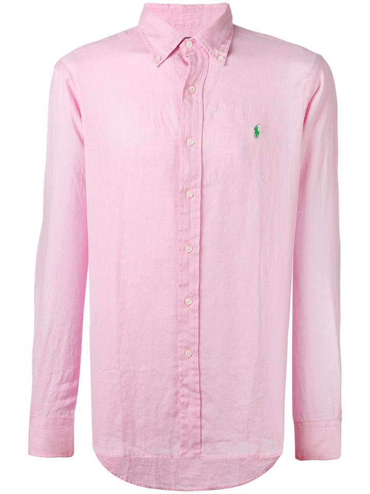Polo Ralph Lauren - Logo Embroidered Shirt - Men - Linen/flax - M, Pink/purple, Linen/flax