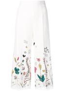 Elisabetta Franchi Floral Print Cropped Trousers - White
