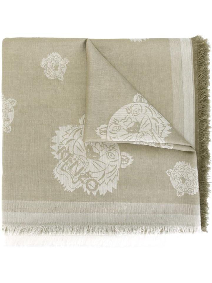 Kenzo 'mini Tiger' Scarf, Adult Unisex, Grey, Modal/cotton