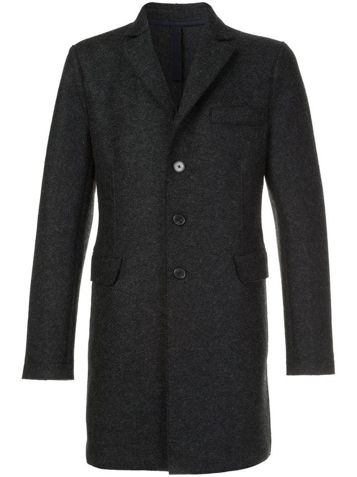 Harris Wharf London Buttoned Single Breasted Coat, Men's, Size: 50, Grey, Virgin Wool