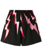 Prada Lightning Bolt Print Shorts - Black