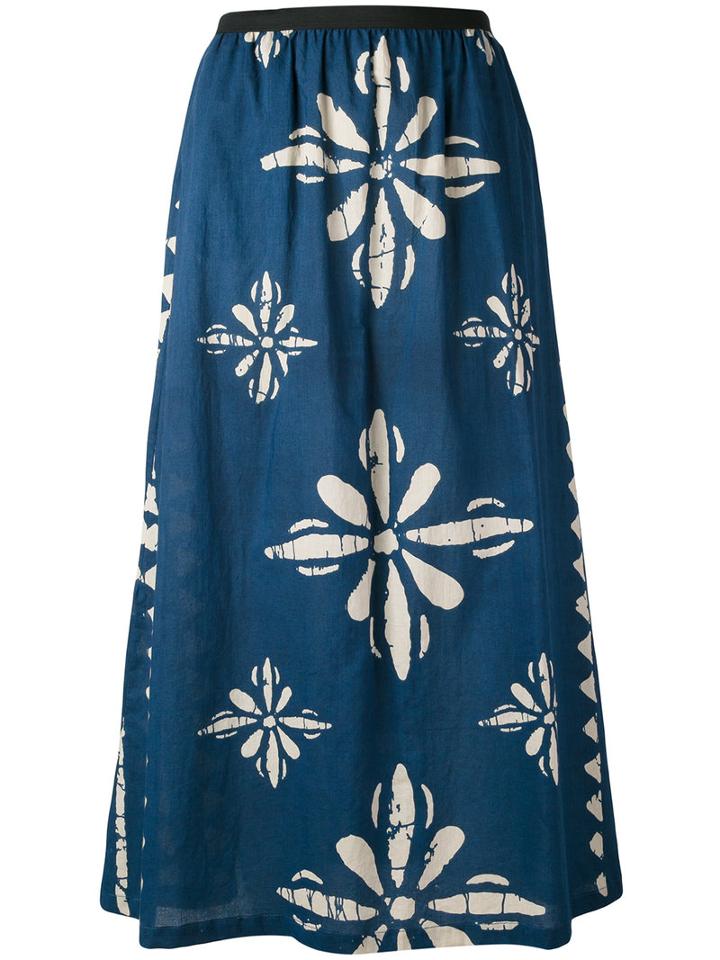 Diega - Print High Waist Skirt - Women - Cotton - M, Blue, Cotton