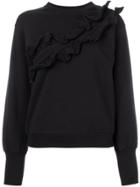 Msgm Ruffled Detail Sweatshirt - Black