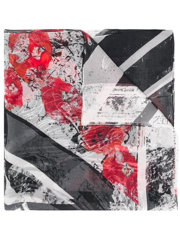 Alexander Mcqueen Graphic Print Scarf - Black