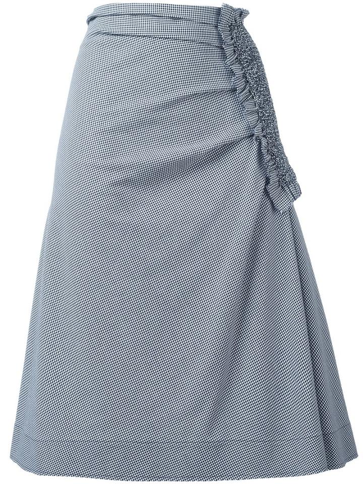 Cédric Charlier Houndstooth Pattern Skirt, Women's, Size: 40, Blue, Cotton