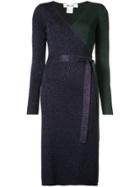 Dvf Diane Von Furstenberg Metallic Wrap Dress - Blue