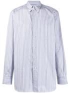 Brioni Striped Button Down Shirt - Blue