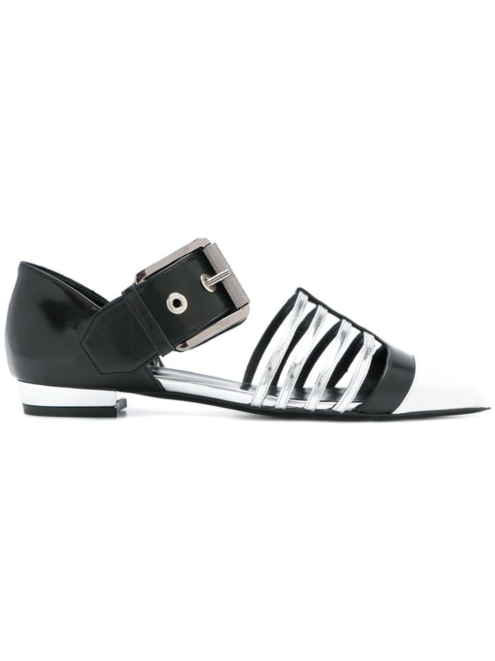 Barbara Bui Buckled Pointed Ballerinas - Black