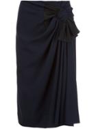 Paule Ka Bow Detailed Skirt, Women's, Size: 36, Blue, Triacetate/polyester