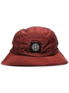 Stone Island Red Logo Embroidered Patch Bucket Hat