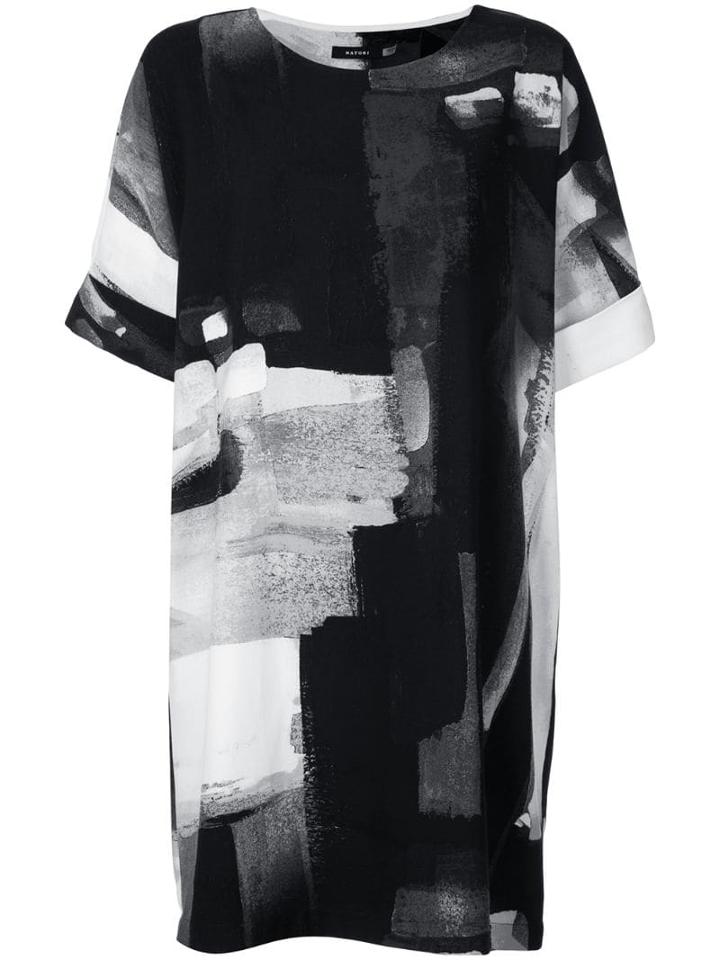 Natori Printed T-shirt Dress - Black