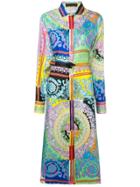 Versace Technicolour Baroque Print Shirt Dress - Blue