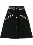 Miu Miu Contrast Trim Button Front Mini Skirt - Black