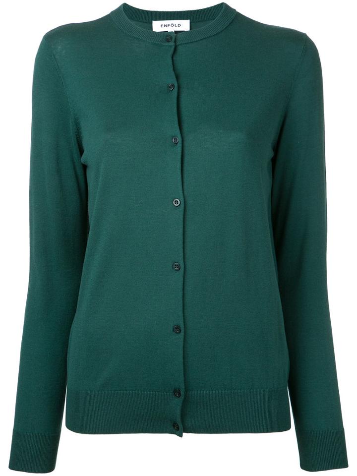 Enföld - Classic Cardigan - Women - Silk/cotton - 36, Green, Silk/cotton