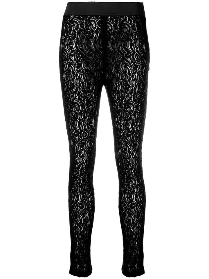 Dolce & Gabbana Floral Lace Leggings - Black