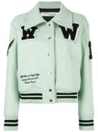 Off-white W Letters Jacket, Women's, Size: Small, Green, Polyamide/virgin Wool/cotton/polyester