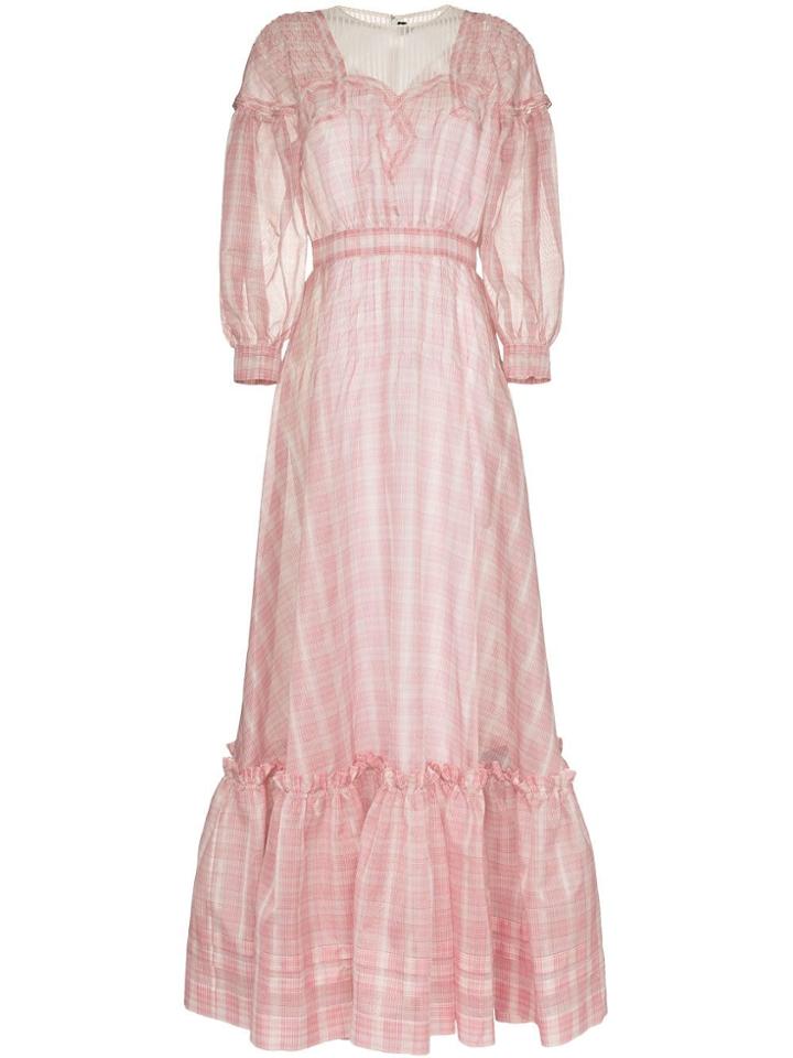 Calvin Klein 205w39nyc Check Print Silk Gown - Pink