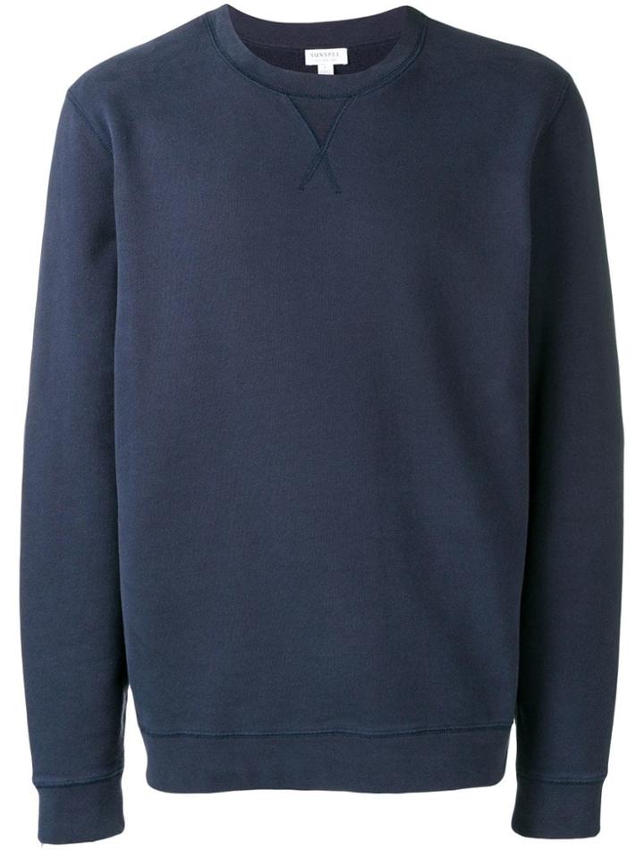 Sunspel Classic Loopback Sweatshirt - Blue