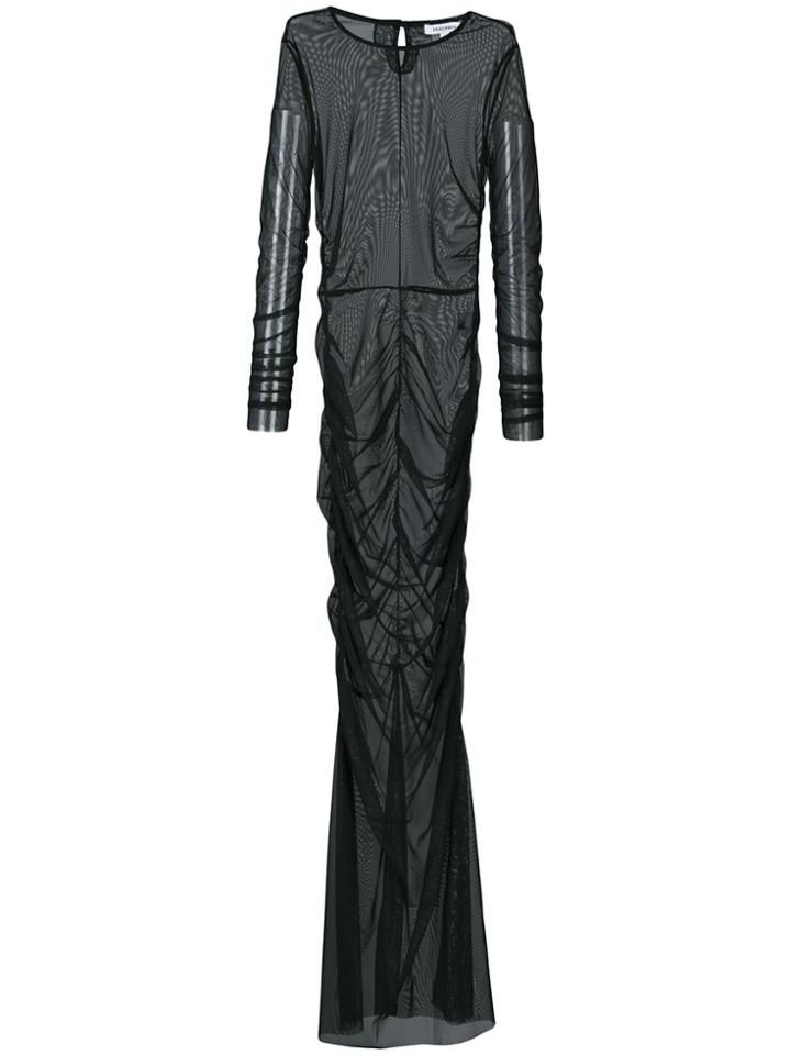 Priscavera Ruched Sheer Dress - Black