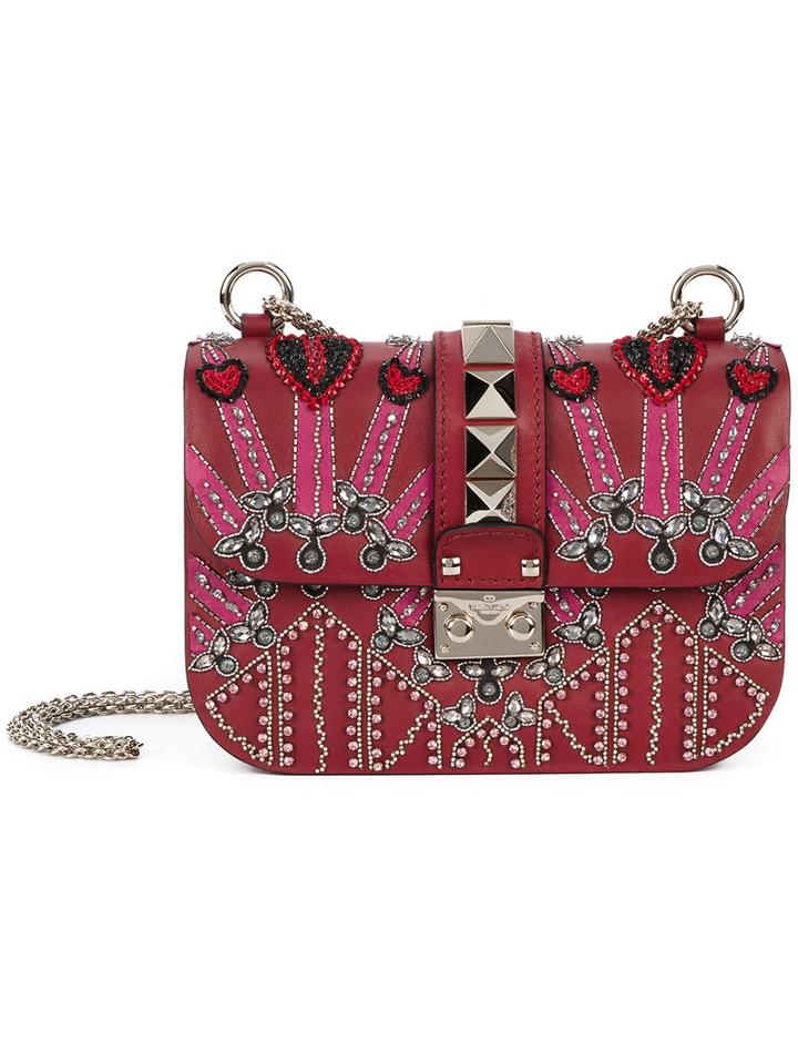 Valentino - Valentino Garavani Loveblade Rockstud Chain Crossbody Bag - Women - Leather/metal/glass - One Size, Red, Leather/metal/glass