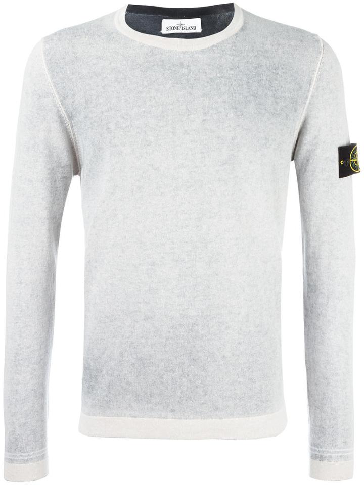 Stone Island Crew Neck Jumper, Men's, Size: Medium, White, Cotton