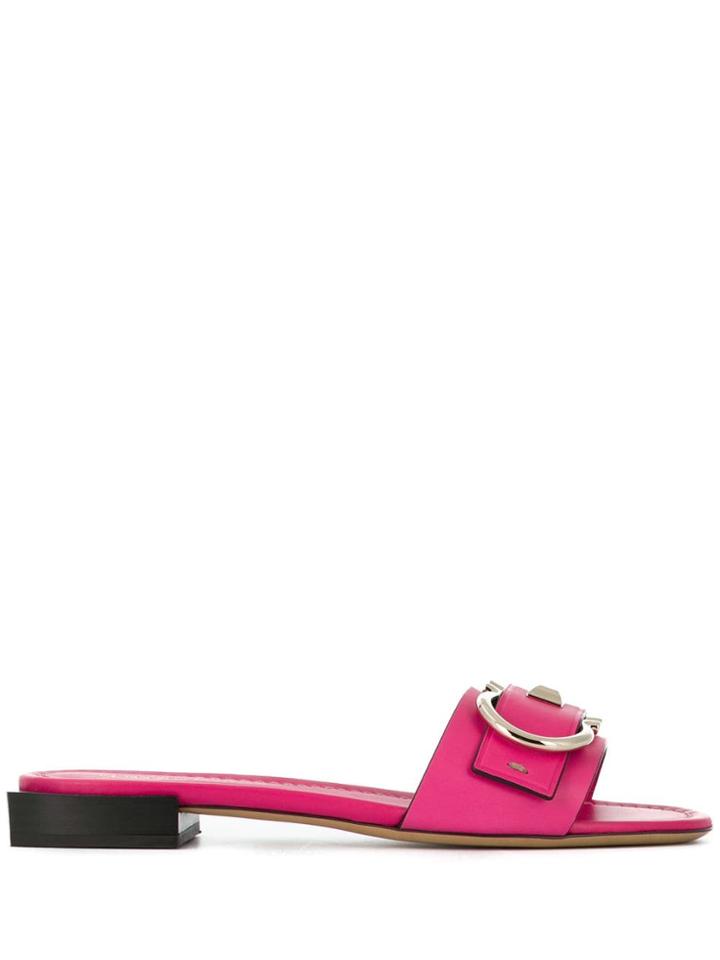 Salvatore Ferragamo Gold-tone Embellished Sandals - Pink