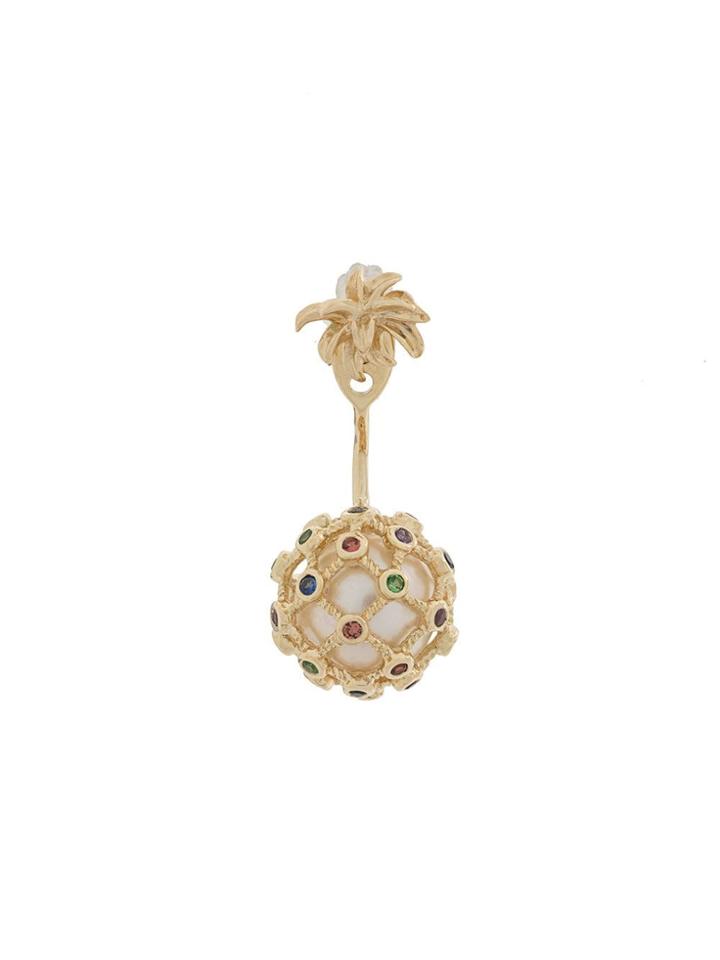 Yvonne Léon Leaf Embellished Drop Earrings - Gold