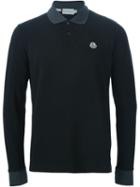 Moncler Long Sleeve Polo Shirt, Men's, Size: Large, Black, Cotton