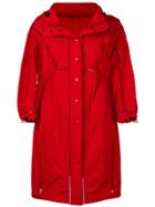 Ermanno Scervino Lace Insert Hooded Coat - Red